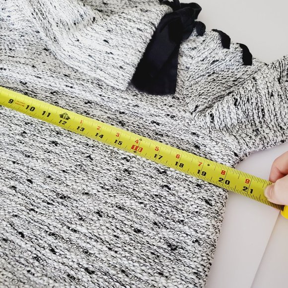 CLUB MONACO Cotton Marled Grey Cowl Bow Neck Sweater - Picture 10 of 11